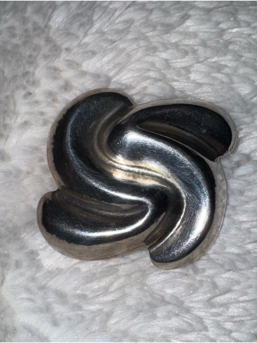 Vintage Mexico Sterling Silver Ribbed Modernist Pin Brooch, Signed